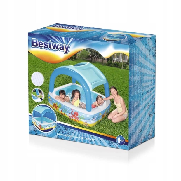 BESTWAY Basen Dmuchany Dla Dzieci z Daszkiem 140x140x114 cm 52192-10220801
