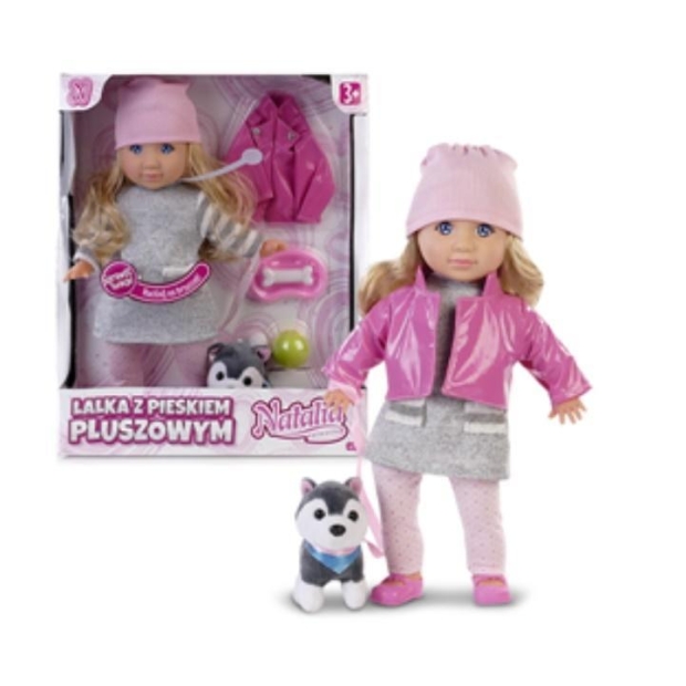 Lalka Natalia z pieskiem pluszowym 35 cm-11061136