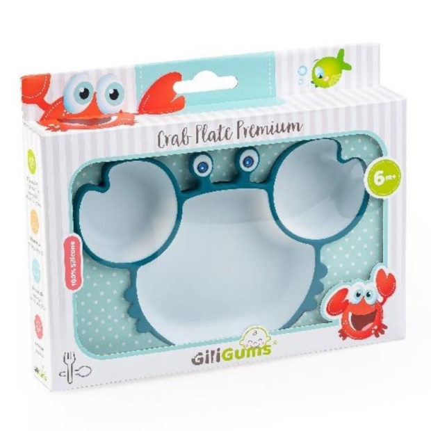 GiliGums Talerz krab premium turkusowo - biały-11061690