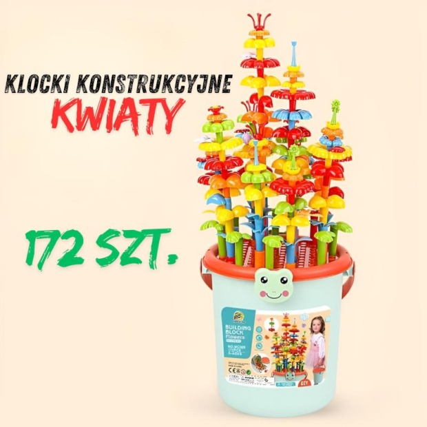 Klocki Konstrukcyjne Zestaw Ogród 172 el. Wiaderko-11131468