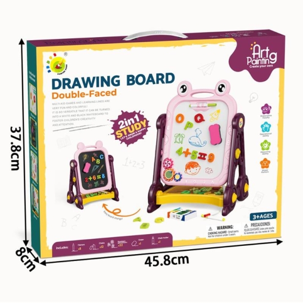Tablica dwustronna kredowa/magnetyczna różowa-11131493