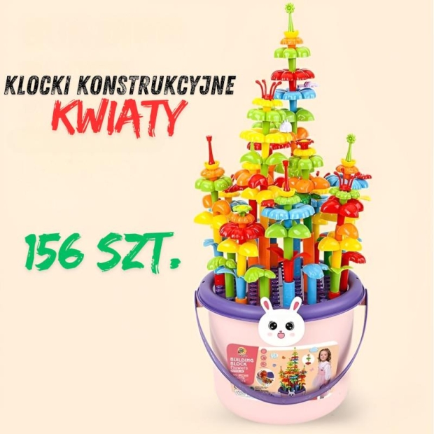 Klocki Konstrukcyjne Zestaw Ogród 156 el. Wiaderko-11131569