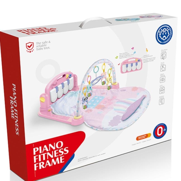 Mata dla niemowląt z zawieszkami i pianinkiem zwierzątka różowa-11380579