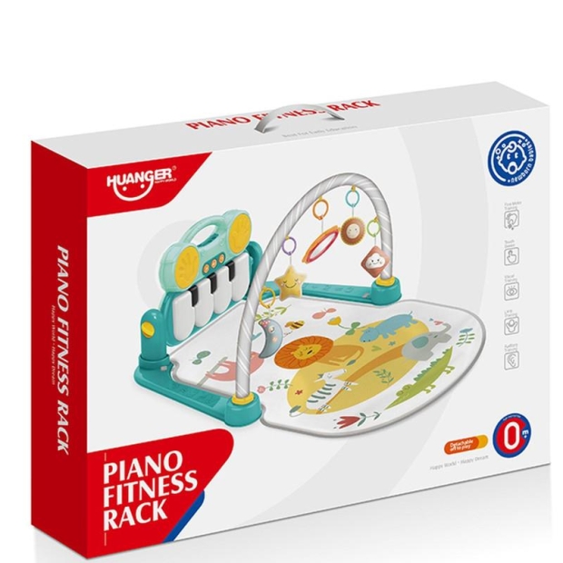 Mata dla niemowląt z pianinkiem i zawieszkami zielona-11380586