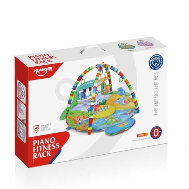 Mata dla niemowląt z zawieszkami i pianinkiem okrągła wielokolorowa-11380596