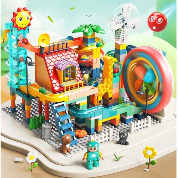 Klocki konstrukcyjne zestaw dżungla wielokolorowy 330 elementów-11380729