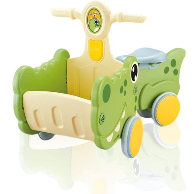 Jeździk dla dzieci wesoły krokodyl zielony z koszyczkiem