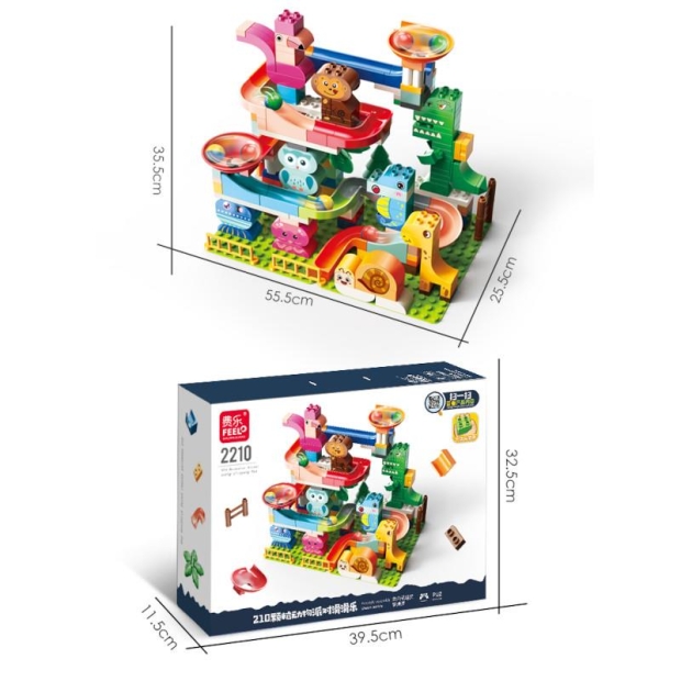 Klocki konstrukcyjne tor zwierzęta 211 elementów