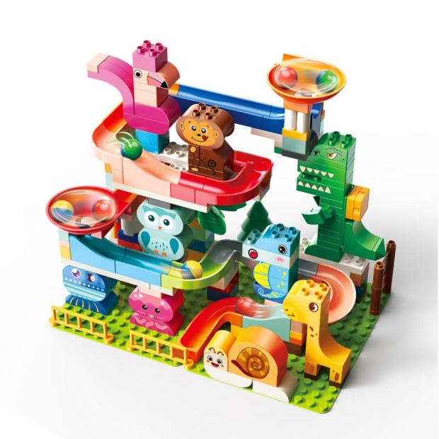Klocki konstrukcyjne tor zwierzęta 211 elementów-11385421