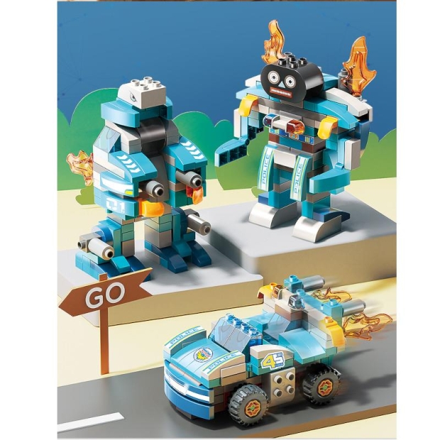 Klocki konstrukcyjne autko sportowe niebieskie 182 elementów-11385431