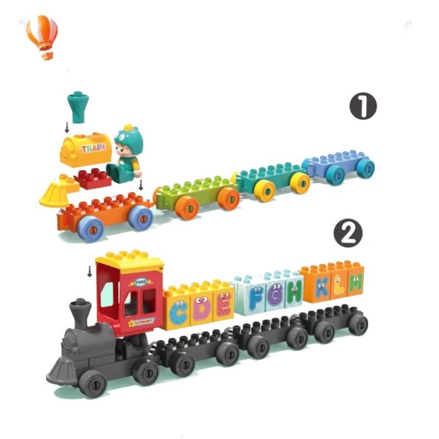 Klocki konstrukcyjne pociąg alfabet 60 elementów-11385458