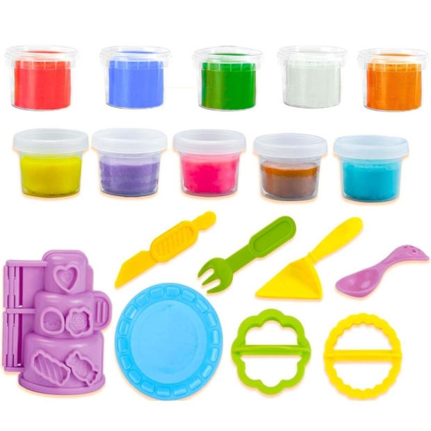 Masa plastyczna zestaw tort 10 kolorów + foremki