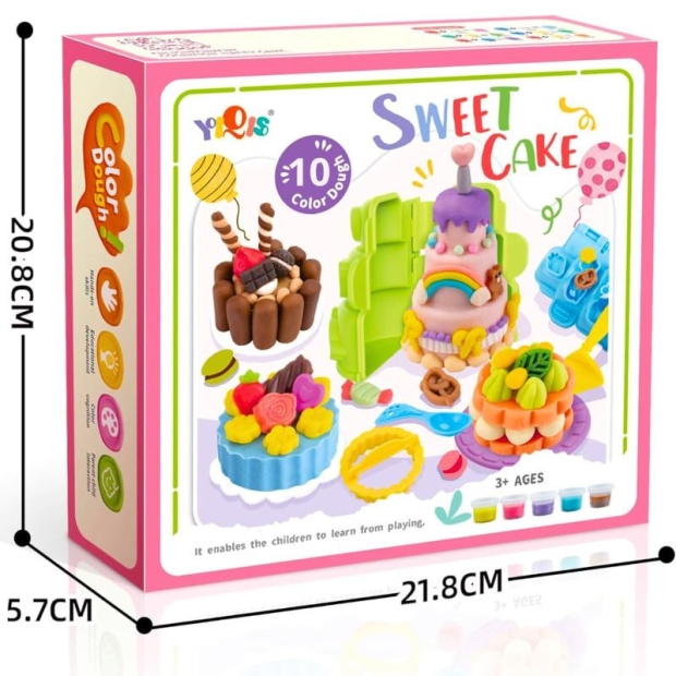 Masa plastyczna zestaw tort 10 kolorów + foremki-11385466