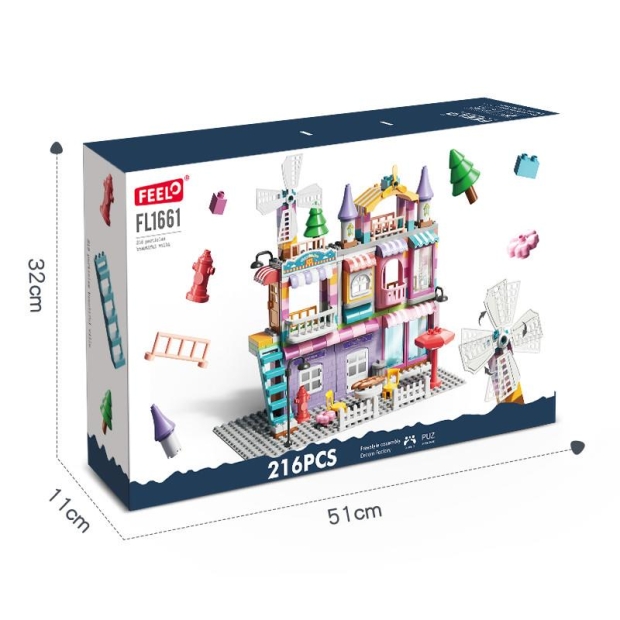 Klocki konstrukcyjne willa dziewczęca 216 elementów
