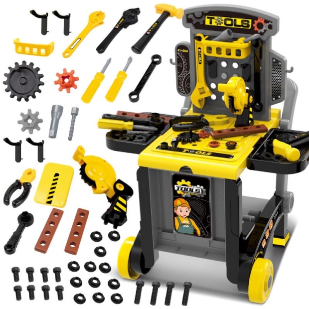 Zestaw narzędzi szaro-żółty stolik/wózek-11393627