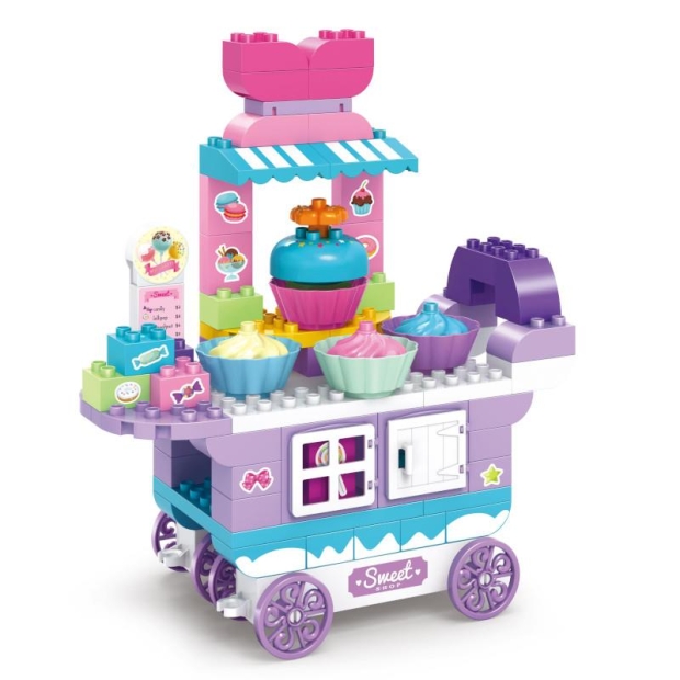 Klocki konstrukcyjne wózek słodkości 92 elementy