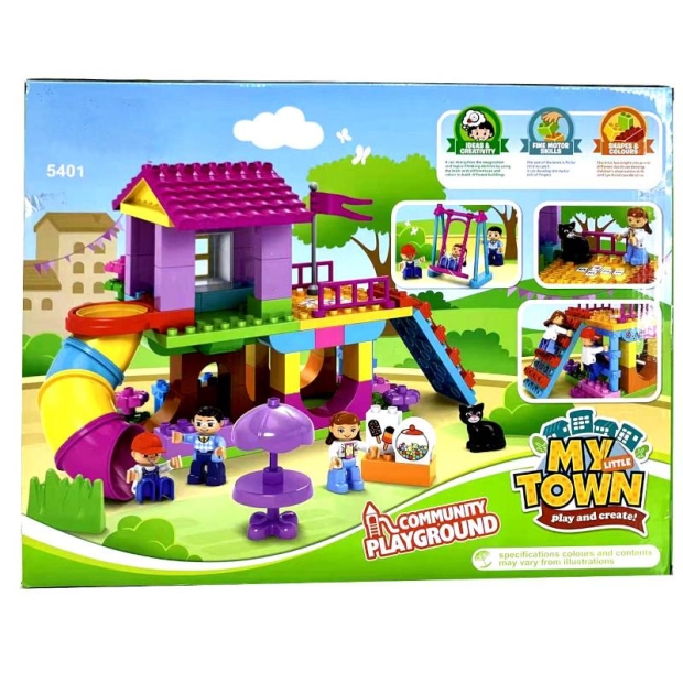 Klocki konstrukcyjne plac zabaw ze zjeżdżalnią 93 elementy-11393858