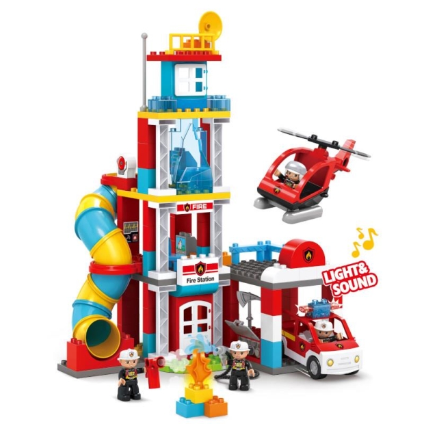 Klocki konstrukcyjne staż pożarna remiza 128 elementów