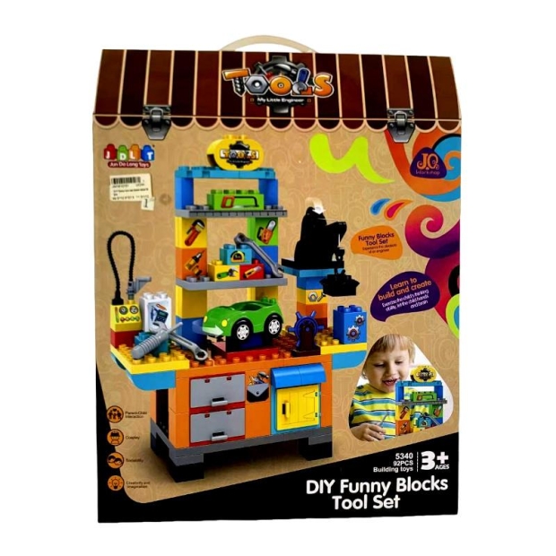 Klocki konstrukcyjne wózek warsztat majsterkowicza 90 elementów-11393871