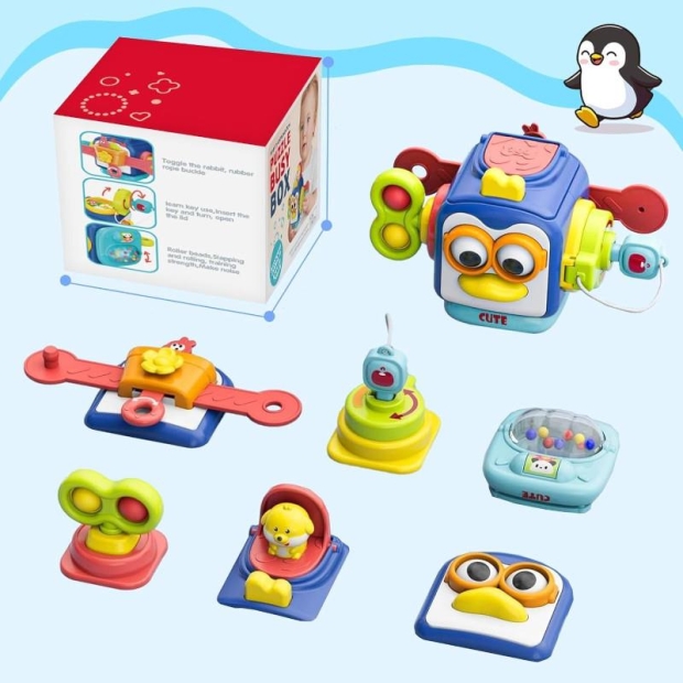 Kostka sensoryczna edukacyjna dla dzieci pingwinek