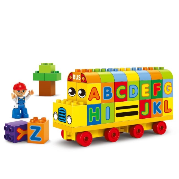 Klocki konstrukcyjne autobus edukacyjny literki 53 elementy