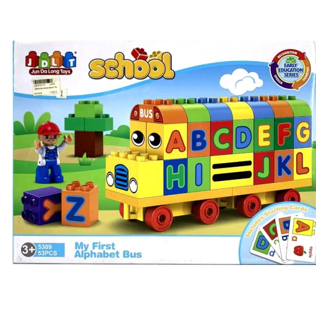 Klocki konstrukcyjne autobus edukacyjny literki 53 elementy-11397400