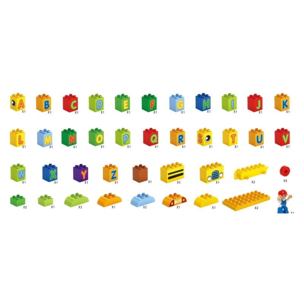 Klocki konstrukcyjne autobus edukacyjny literki 53 elementy-11397401