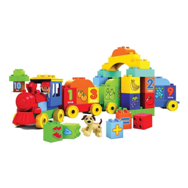 Klocki konstrukcyjne pociąg edukacyjny cyferki 65 elementów