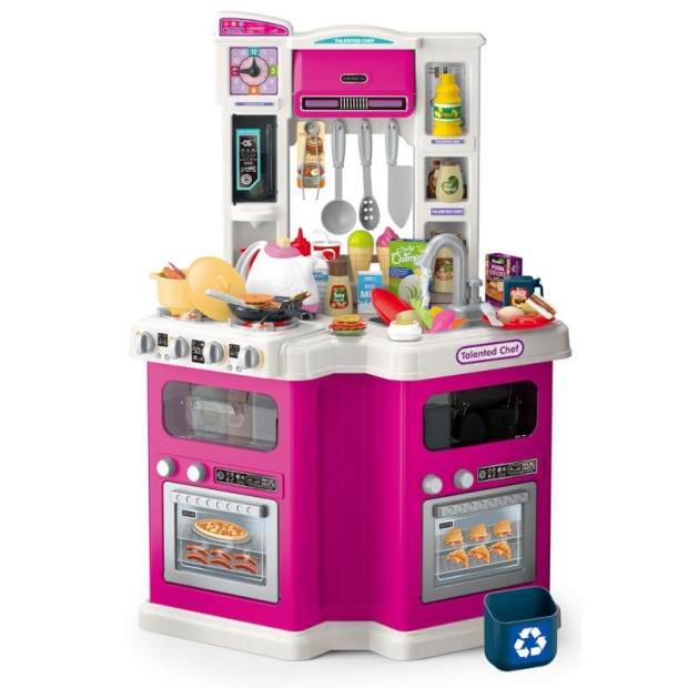Zestaw kuchnia zabawkowa 109 elementów różowa