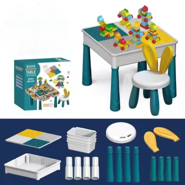 Klocki konstrukcyjne stolik z krzesełkami 6w1