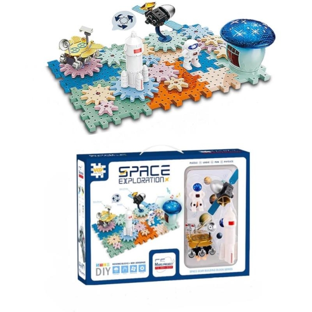 Klocki konstrukcyjne puzzle trybiki edukacyjne kosmos