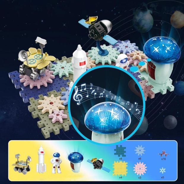 Klocki konstrukcyjne puzzle trybiki edukacyjne kosmos-11402364