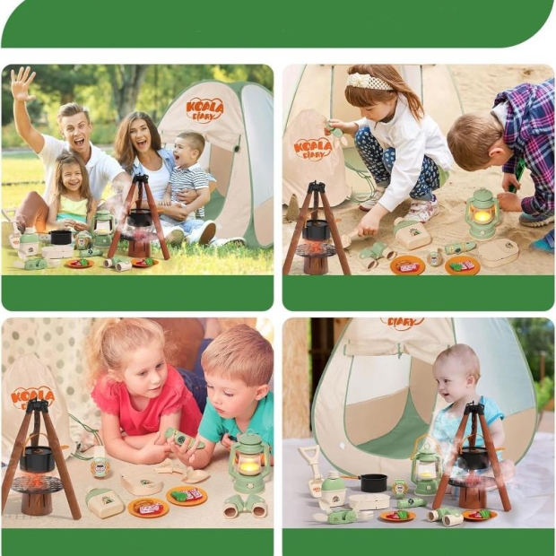 Zestaw kempingowy dla dzieci z namiotem i akcesoriami-11402366