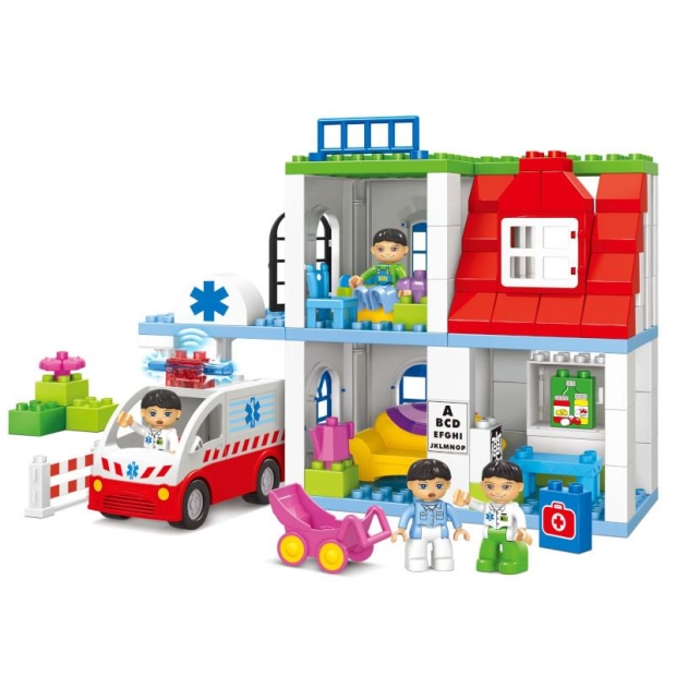 Klocki konstrukcyjne szpital z ambulansem 99 elementów
