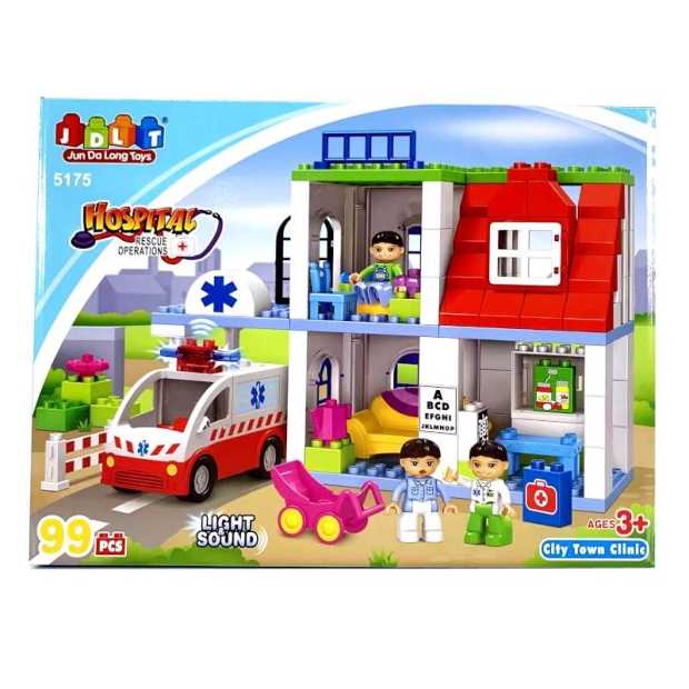 Klocki konstrukcyjne szpital z ambulansem 99 elementów-11402368