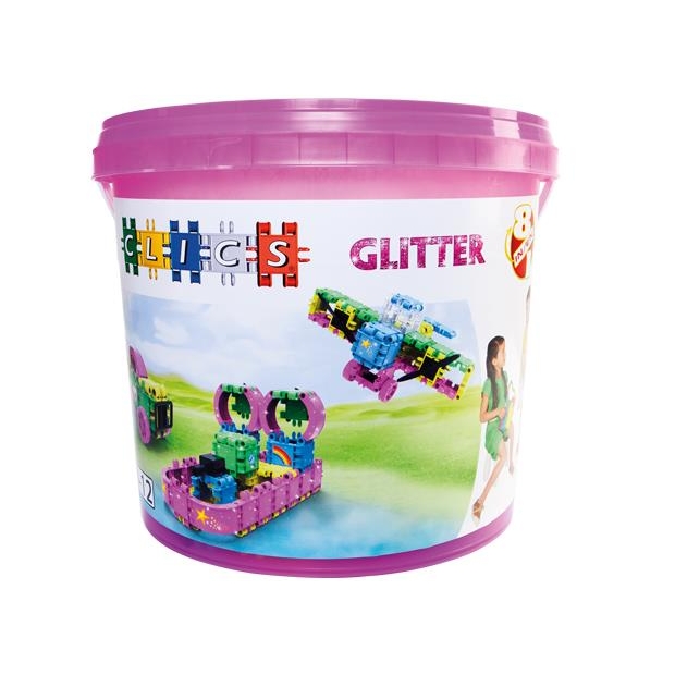 Klocki konstrukcyjne CLICS - Zestaw 175 el. (8w1) GLITTER