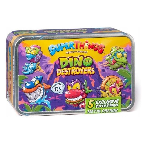 SUPERTHINGS 5 szt figurki seria 12 + metalowa puszka Dino Destroyers